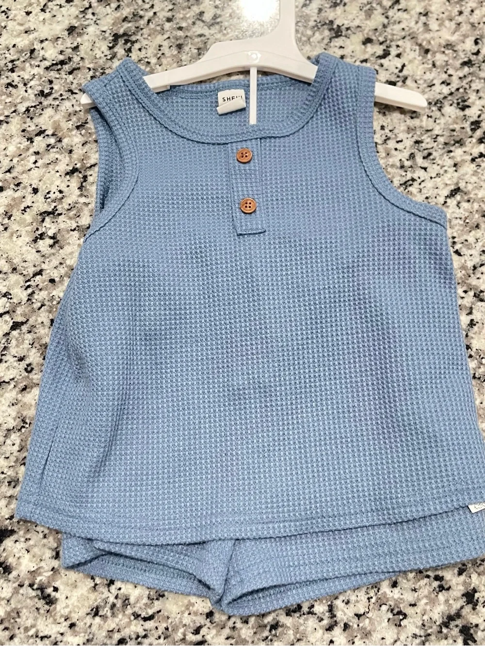 3 Pack Shein Size 2-3T | Waffle-Knit Tank & Short Set - Sage, Blue, Tan